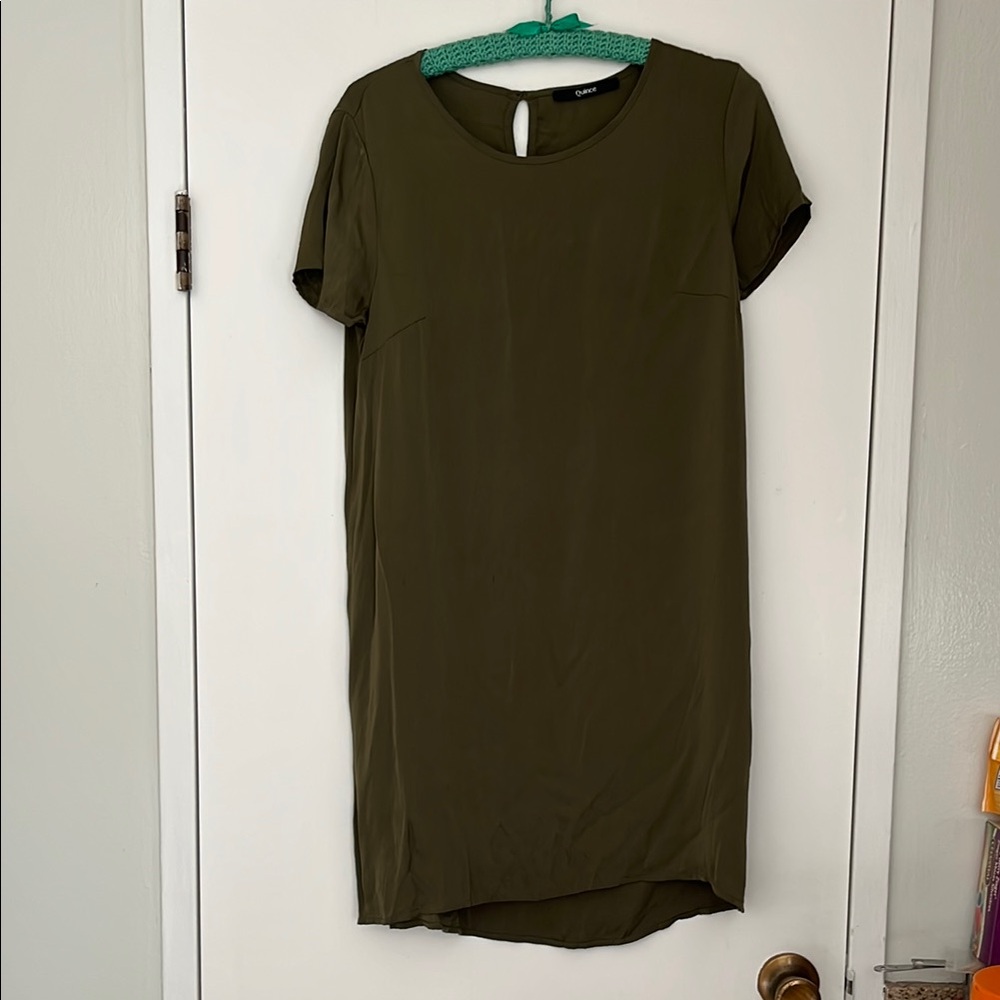 Quince Stretch Tee Olive Green Dress